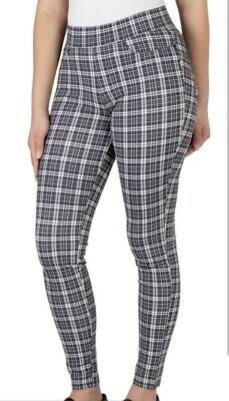 Seven7 Black White Plaid Pull On Leggings XXL Minimalist Casual Office Neutral